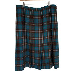 Pendleton Teal and Brown Plaid Skirt